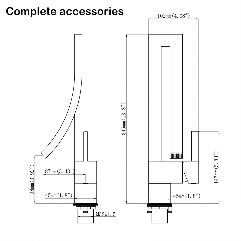 Square Single Hole Single Handle Waterfall Bathroom Widespread Faucet
