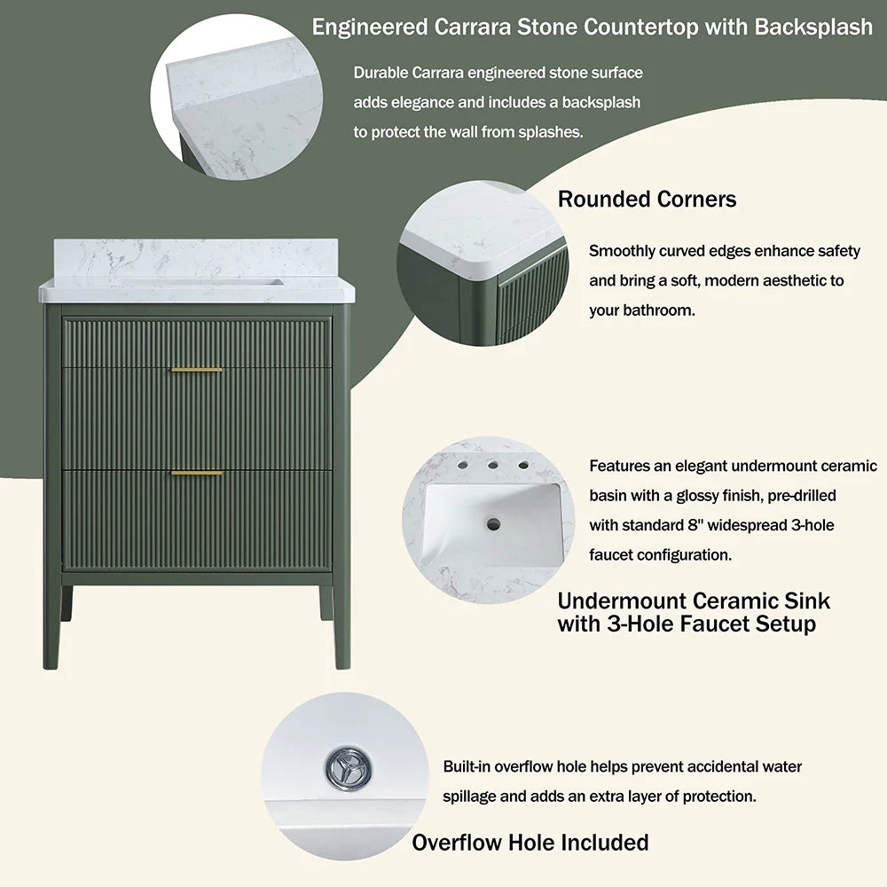 Fully Assembled 30 Inch Freestanding Bathroom Vanity with Single Sink