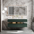 60 Inch Floating Bathroom Vanity with LED Lights & Double Sinks