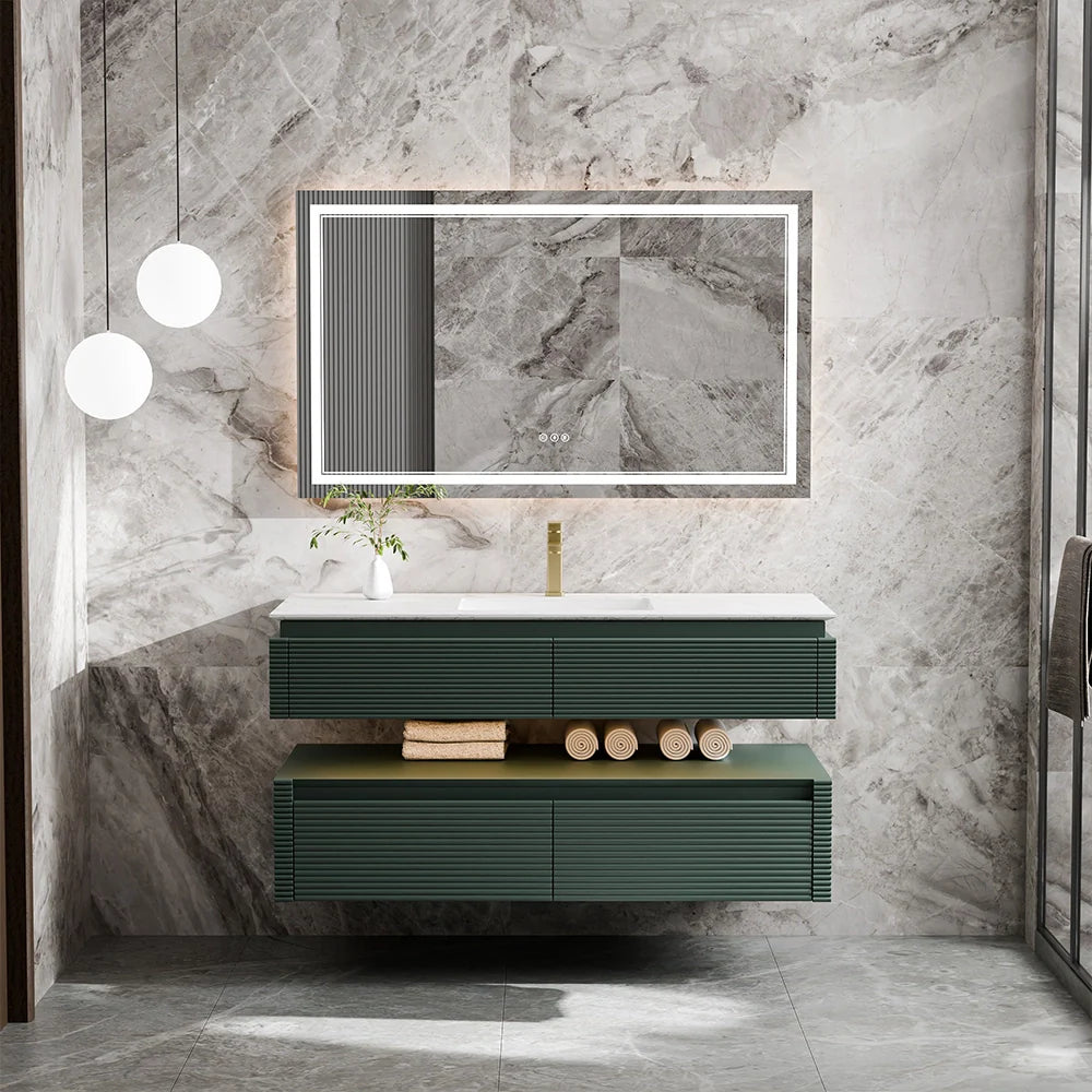 48 Inch Floating Bathroom Vanity with LED Functionality & Single Sink