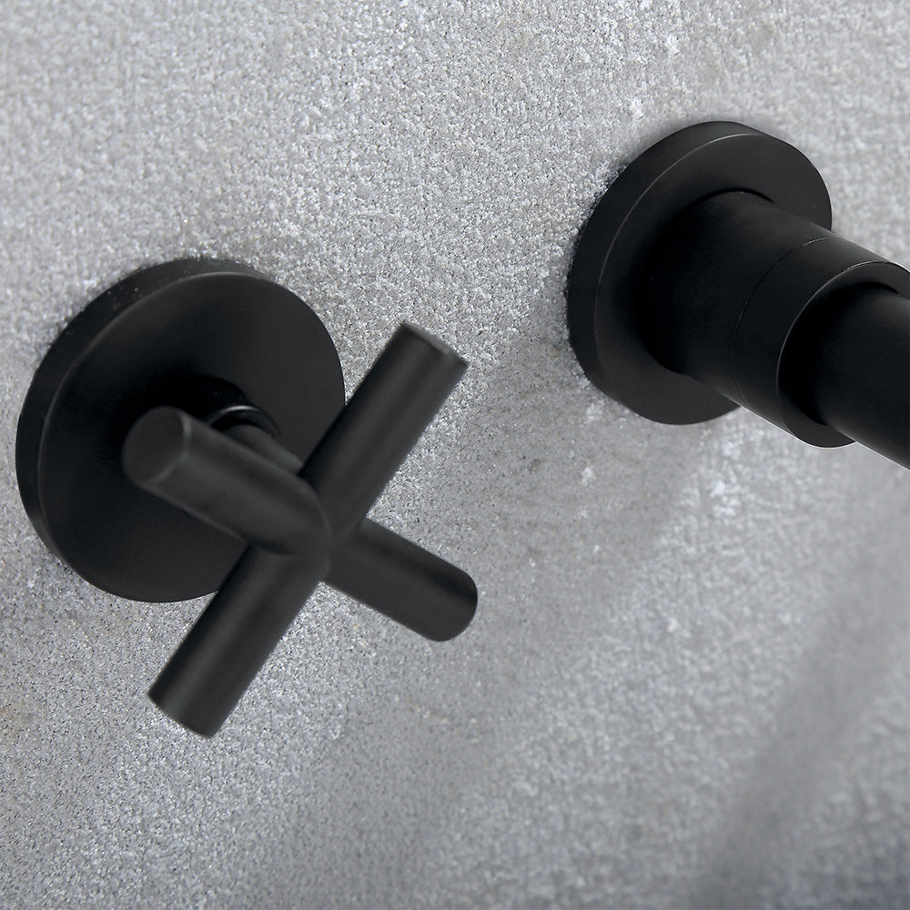 Dual-Handle Wall-Mounted Bathroom Sink Faucet with Three Holes