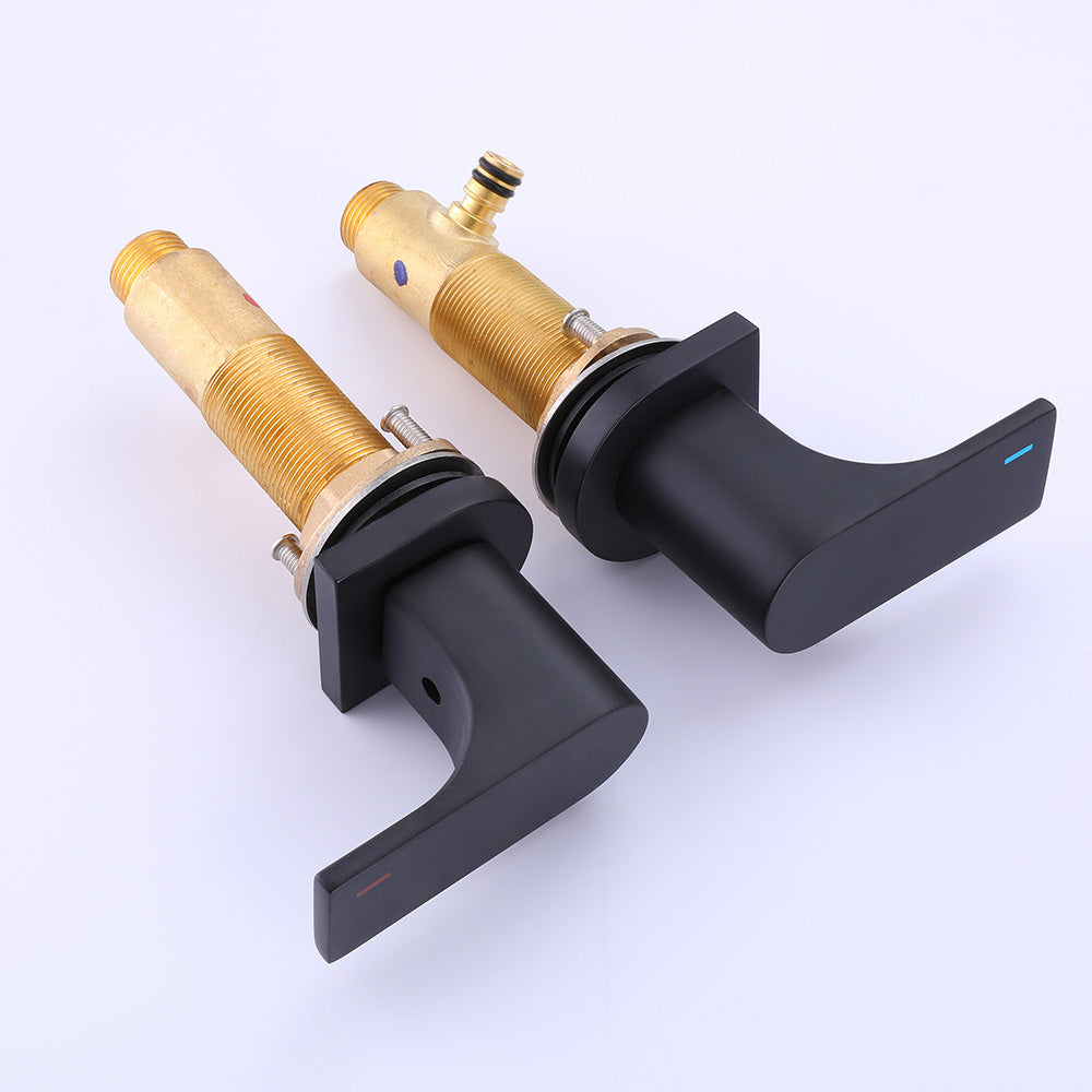 Modern Matte Black Deck Mount Widespread Two-Handle Bathroom Faucet