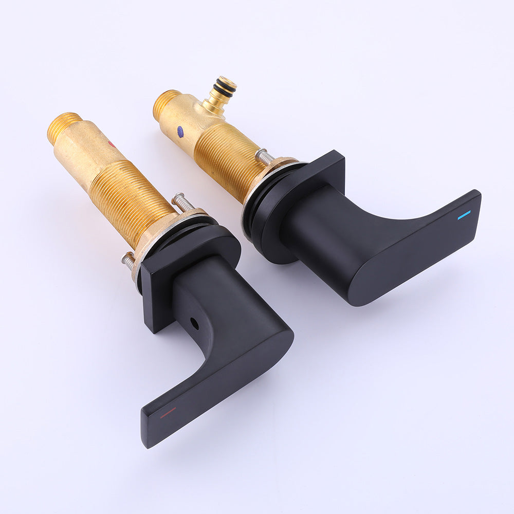 Solid Brass Round 3-Hole Two-Handle Cold Hot Bathroom Faucet