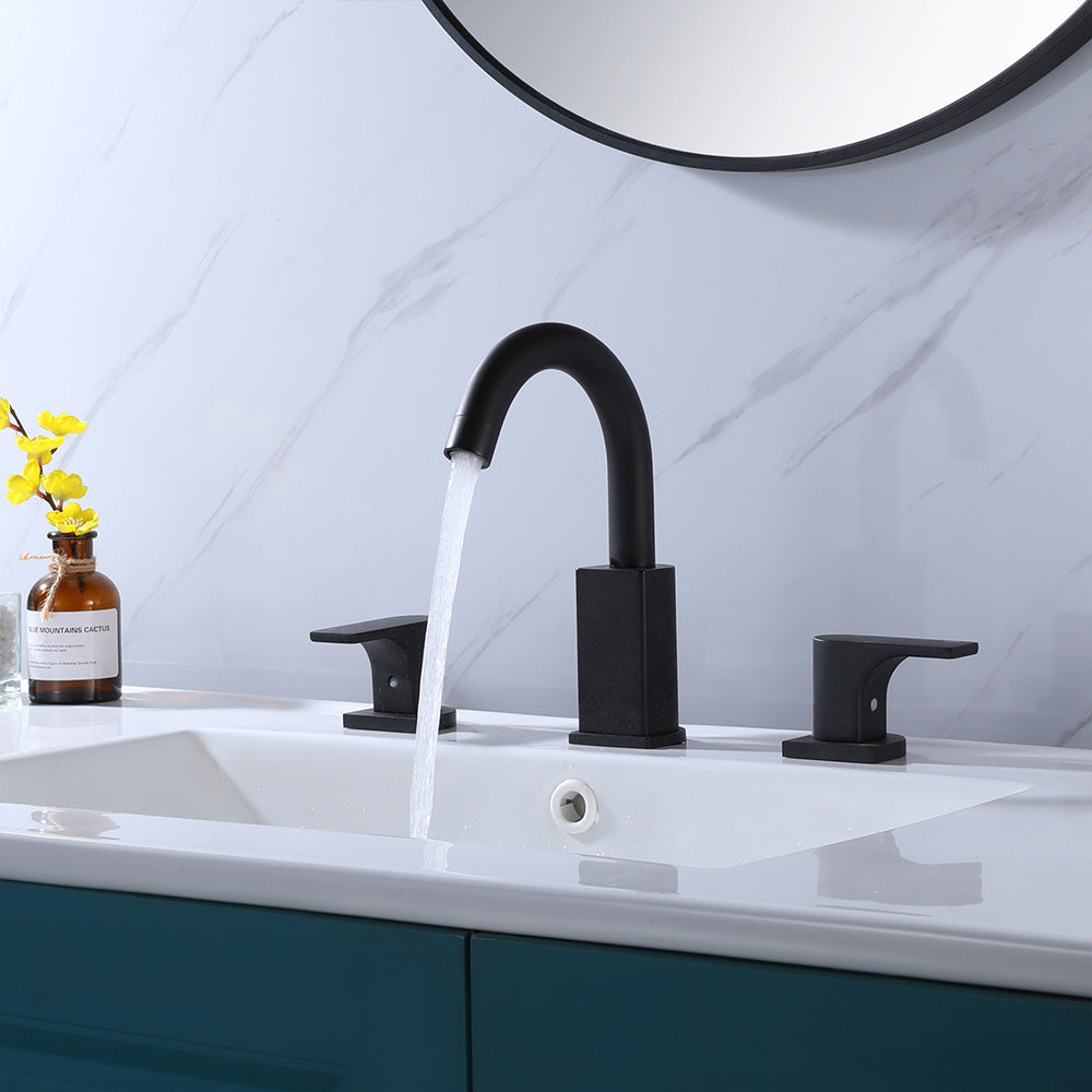 Solid Brass Round 3-Hole Two-Handle Cold Hot Bathroom Faucet