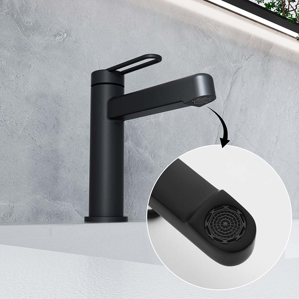 Modern Deck Mount Single Lever Handle Low Arc Bathroom Faucet