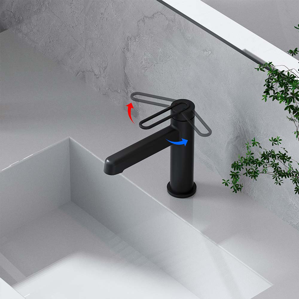 Modern Deck Mount Single Lever Handle Low Arc Bathroom Faucet