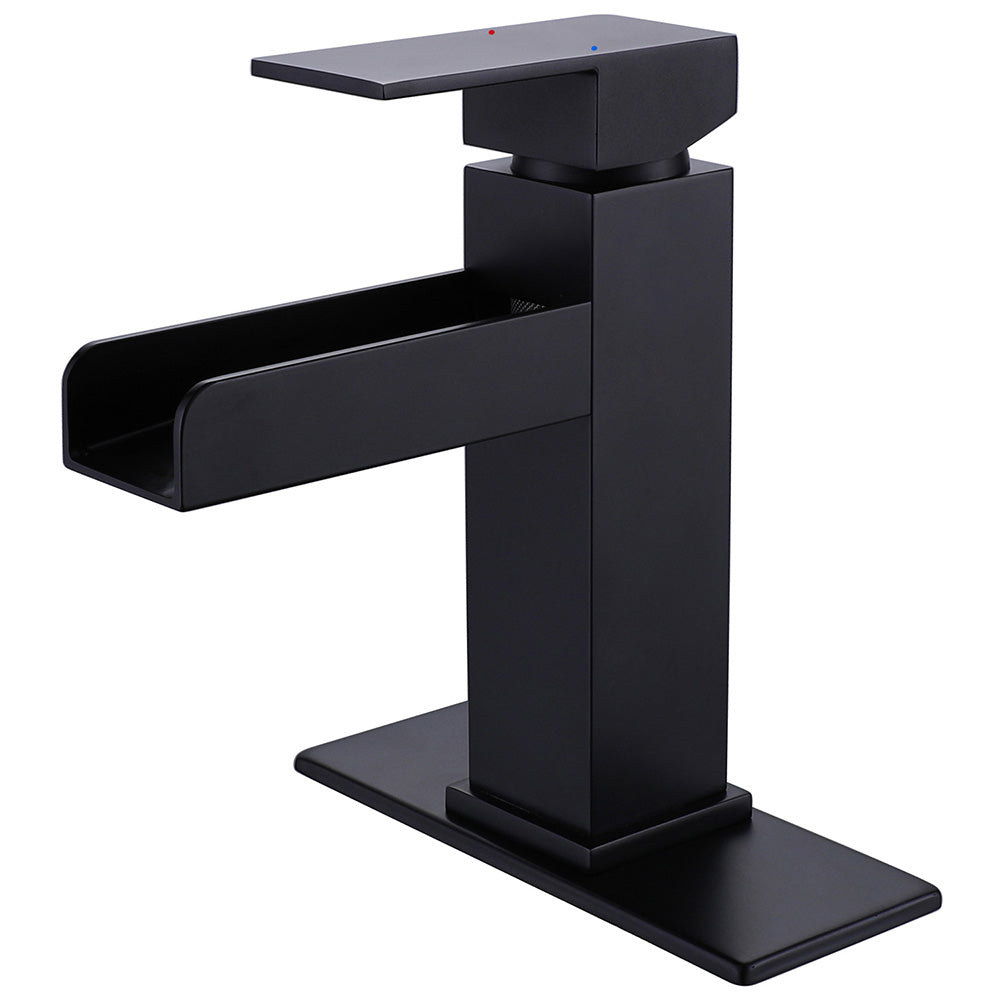 Elegant Waterfall Single-Hole Bathroom Faucet with Included Deck Plate