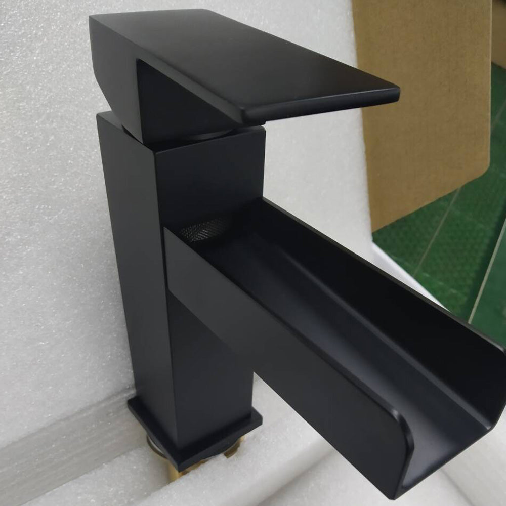 Elegant Waterfall Single-Hole Bathroom Faucet with Included Deck Plate