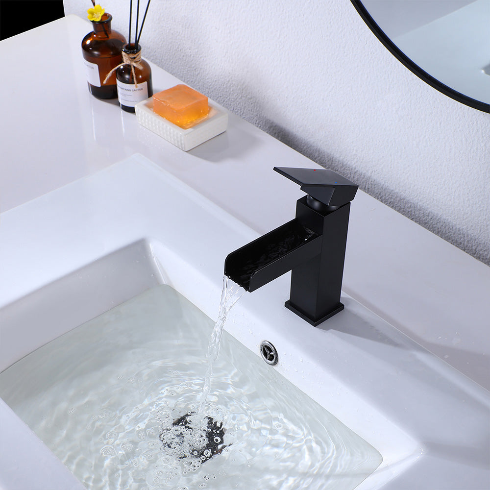 Elegant Waterfall Single-Hole Bathroom Faucet with Included Deck Plate