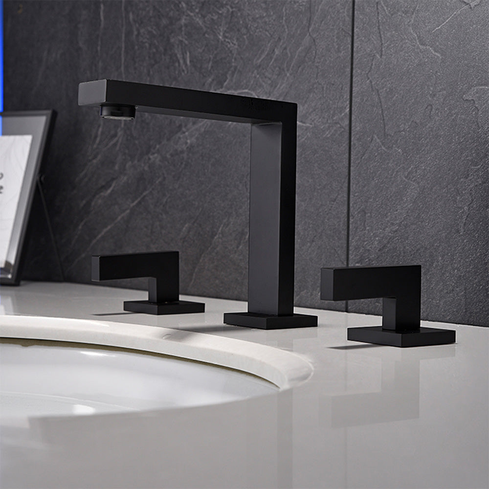 Widespread Dual Handle Deck Mount Bathroom Faucet