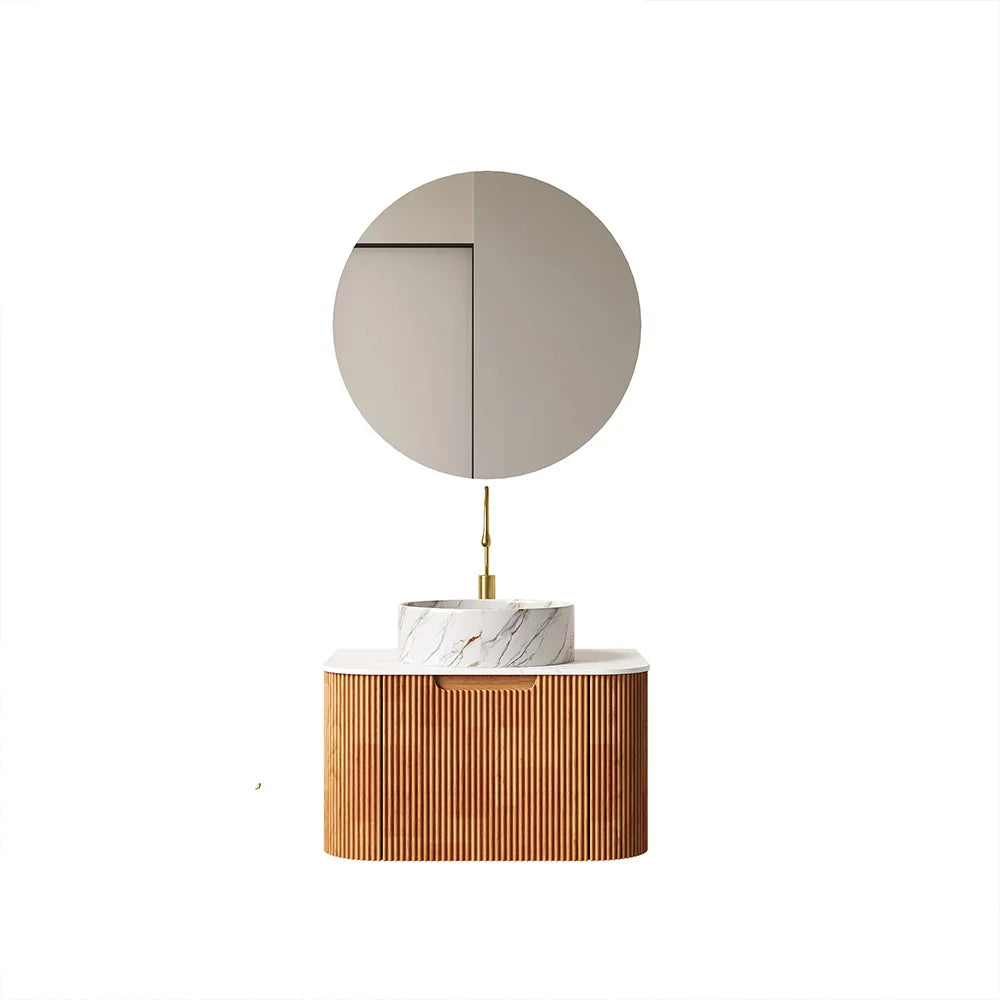 Nature Wood Floating Bathroom Vanity with Large Soft-Closing Storage Drawer