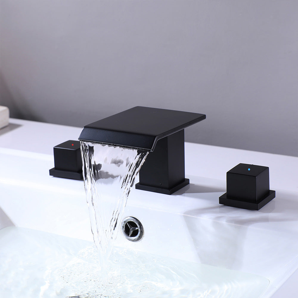 Deck Mounted Waterfall Two-Handle Widespread Bathroom Faucet