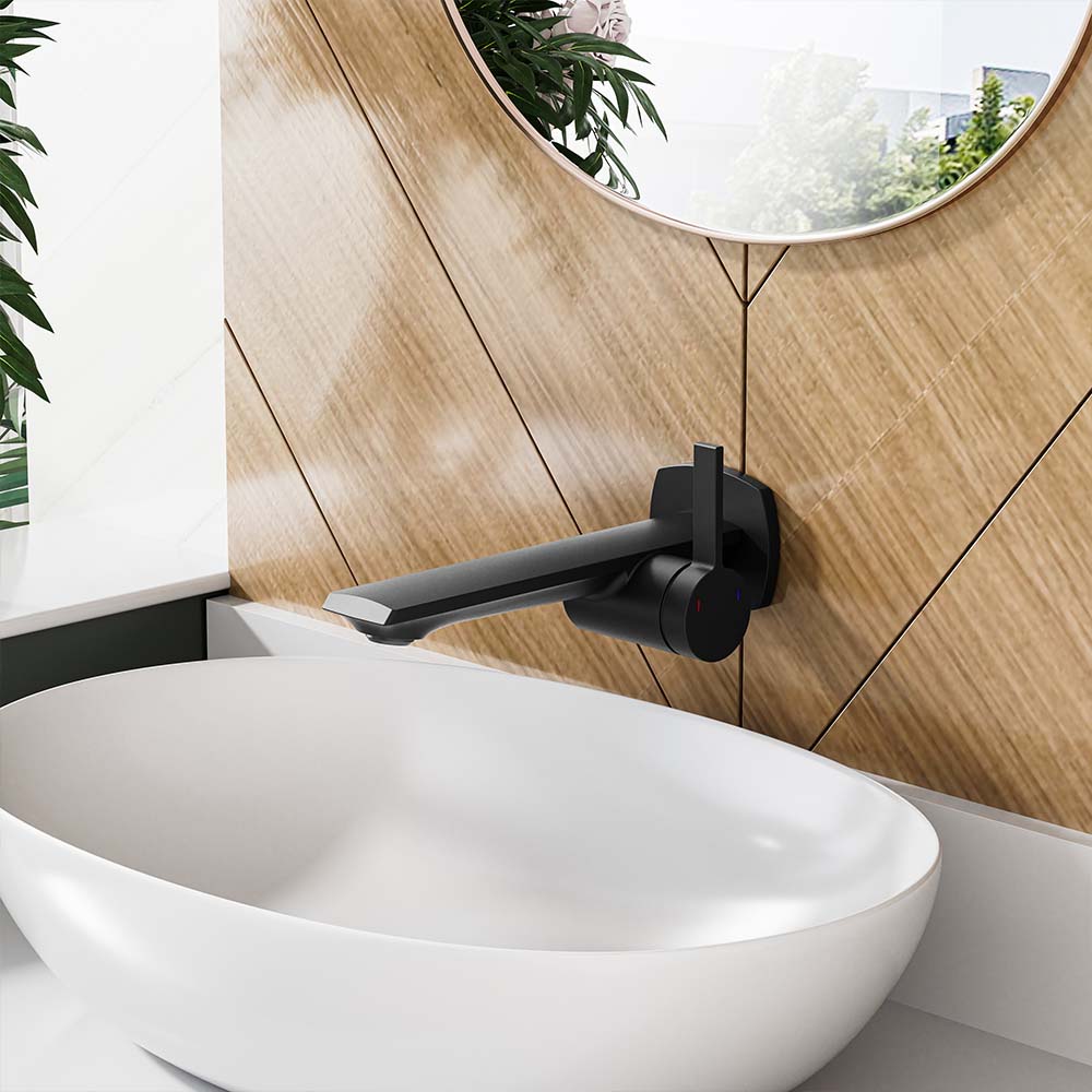 Modern Wall Mounted Single Handle Sink Faucet With Black & Rose Golden
