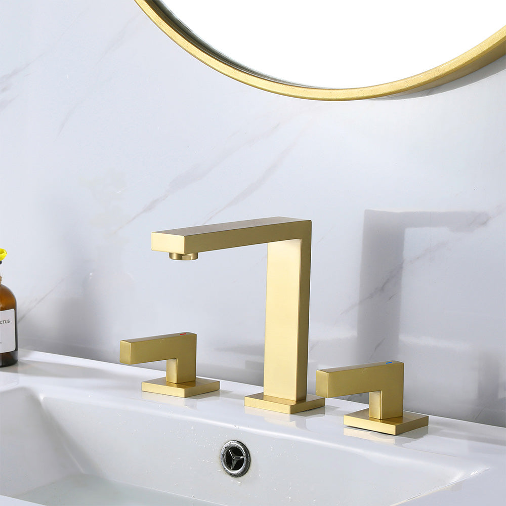 Widespread Dual Handle Deck Mount Bathroom Faucet