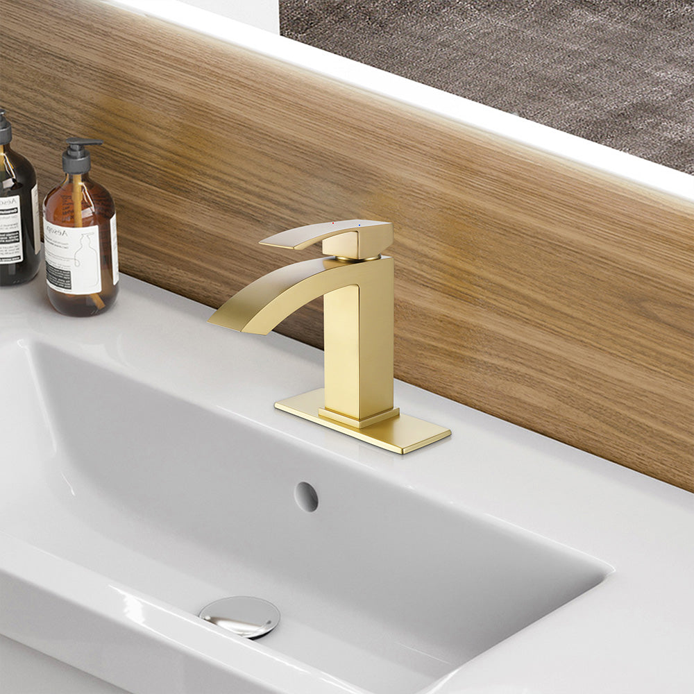 Modland Deck Mounted Single Hole Bathroom Gold Faucet