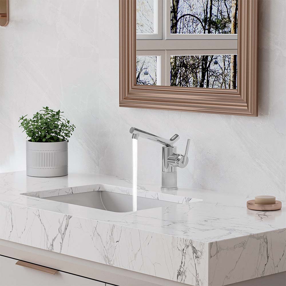 Modern Brass Bathroom Faucet With Sleek Single Handle Design