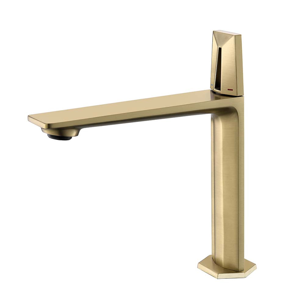 Modern Brushed Gold Bathroom Faucet with Sleek Single Handle Design