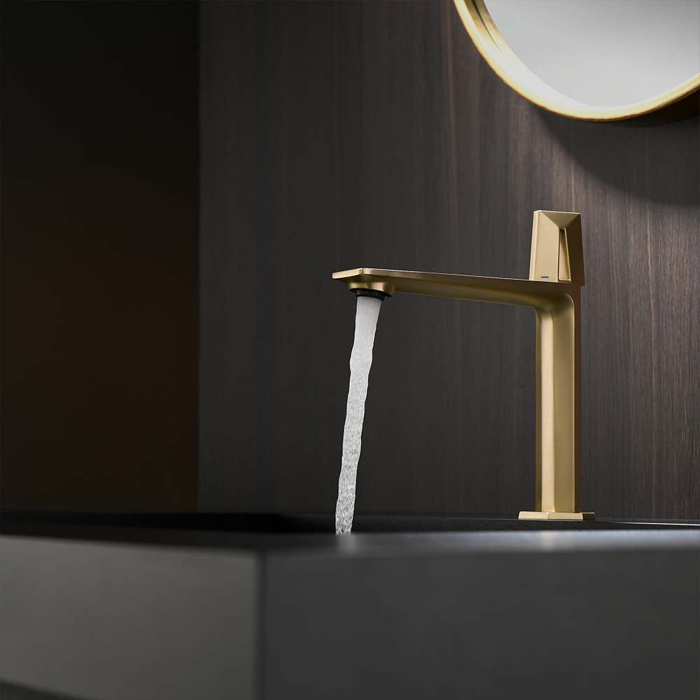 Modern Brushed Gold Bathroom Faucet with Sleek Single Handle Design