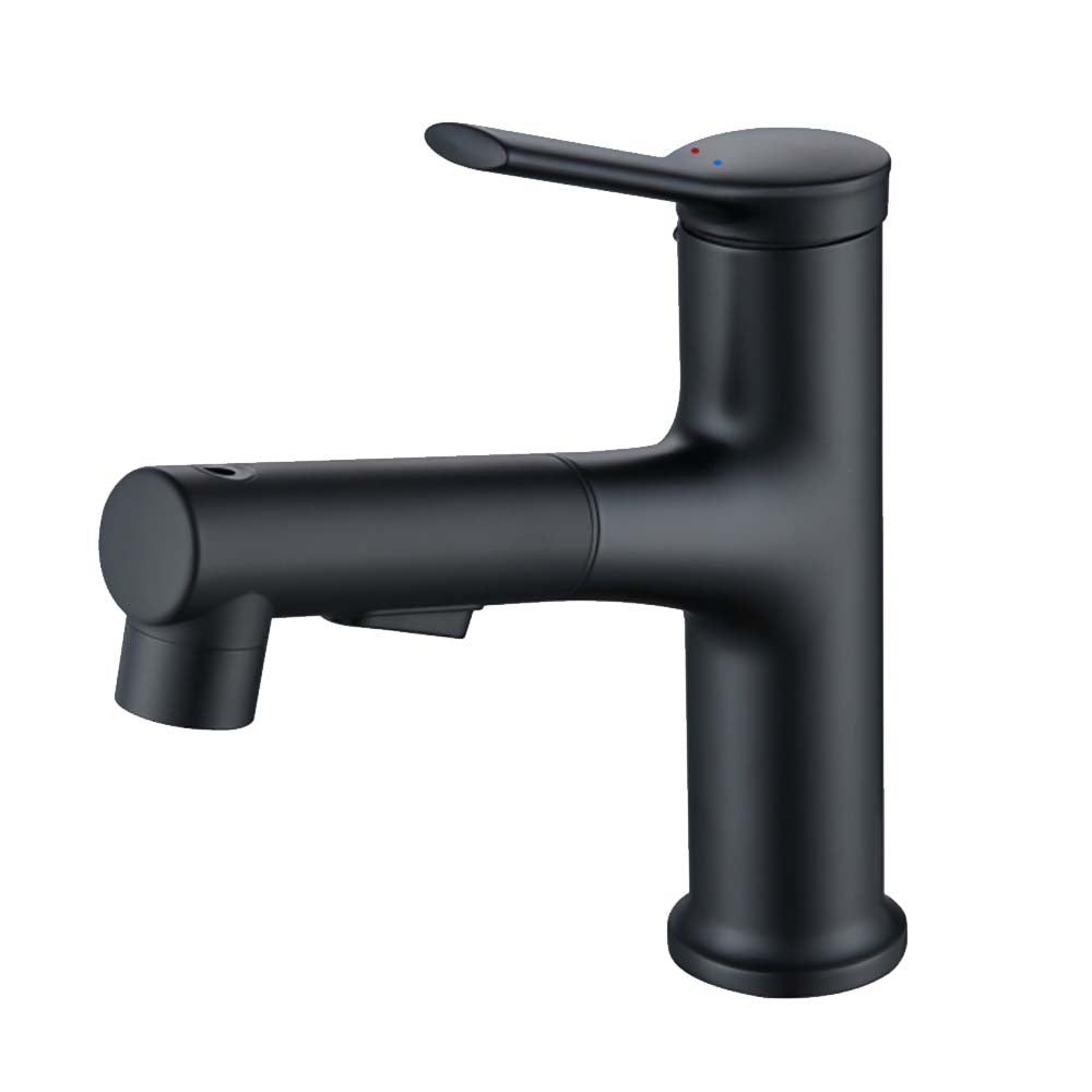 Modern Round Single Hole Single Handle Pull out Bathroom Faucet