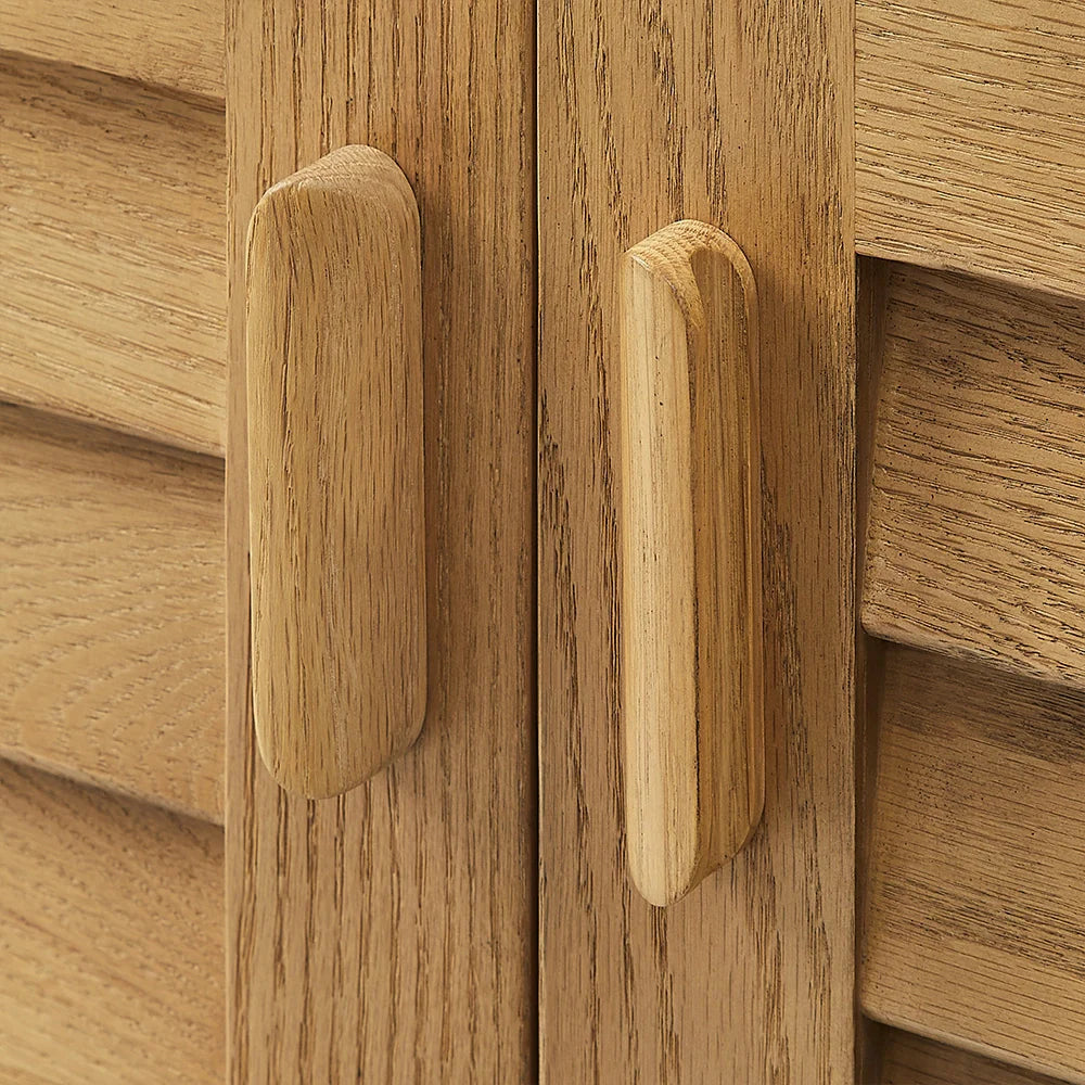 48 Inch Natural Oak Single Bathroom Vanity with Wide Louvered Doors & Quartz Top