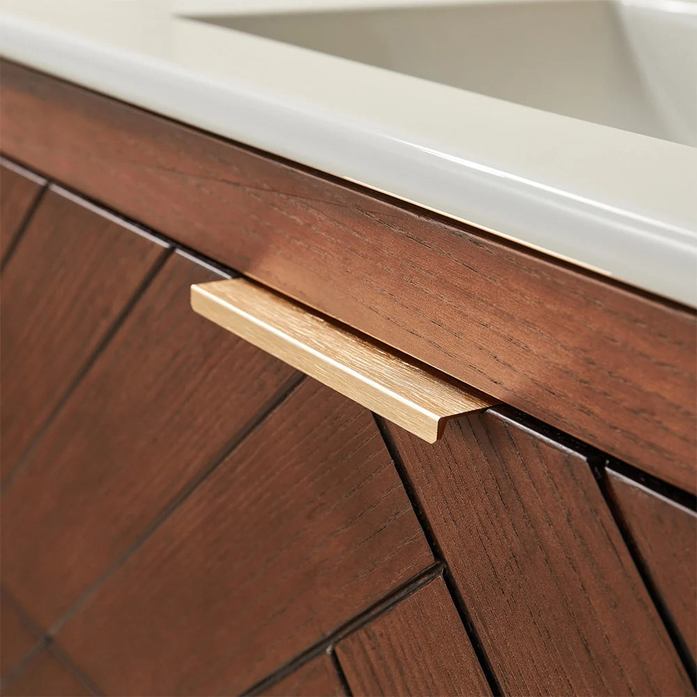 30 Inch Walnut Floating Bathroom Vanity with Single Ceramic Sink