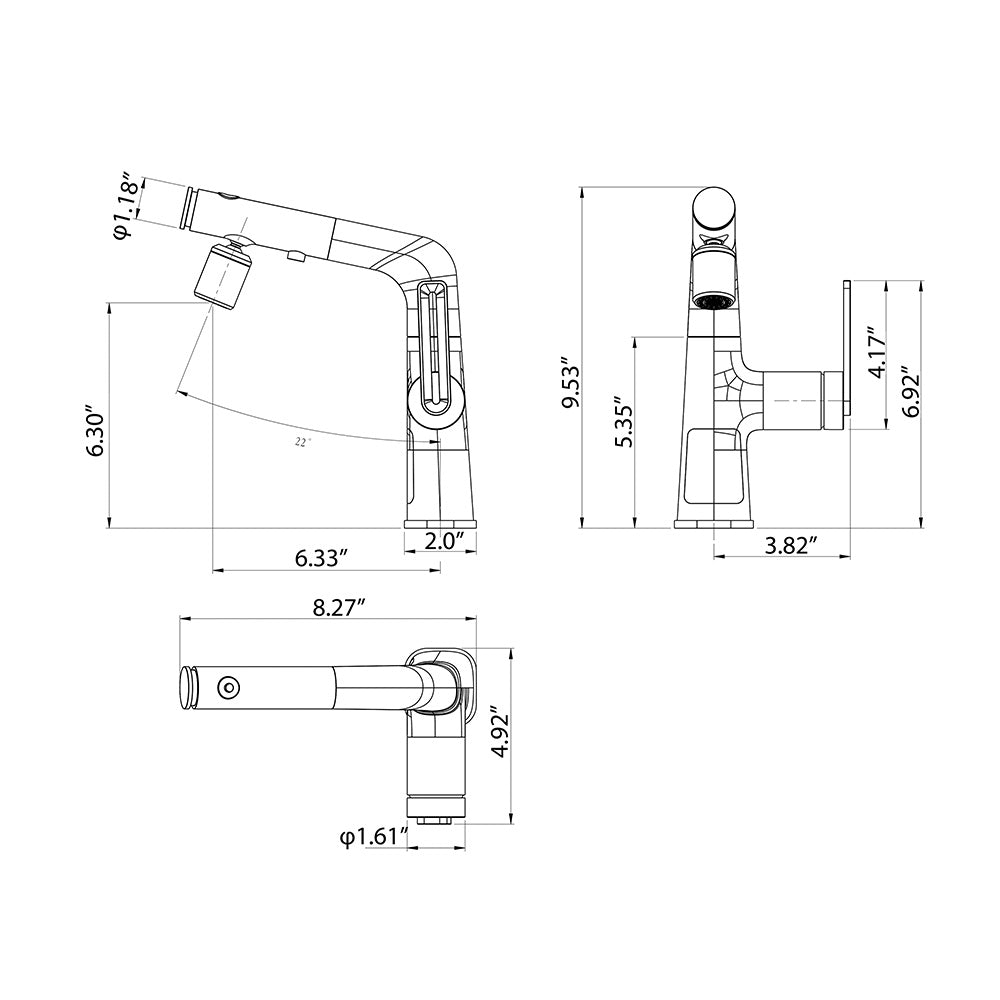 Multi-Functional Deck Mounted Industrial Single-Handle Bathroom Faucet