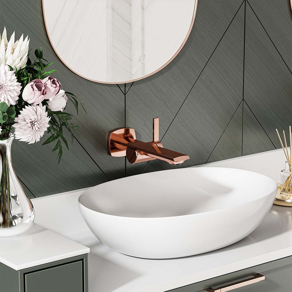 Modern Wall Mounted Single Handle Sink Faucet With Black & Rose Golden
