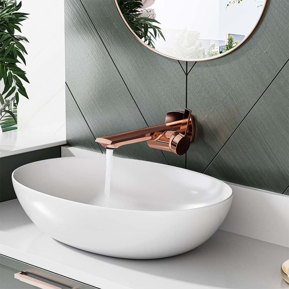 Modern Wall Mounted Single Handle Sink Faucet With Black & Rose Golden