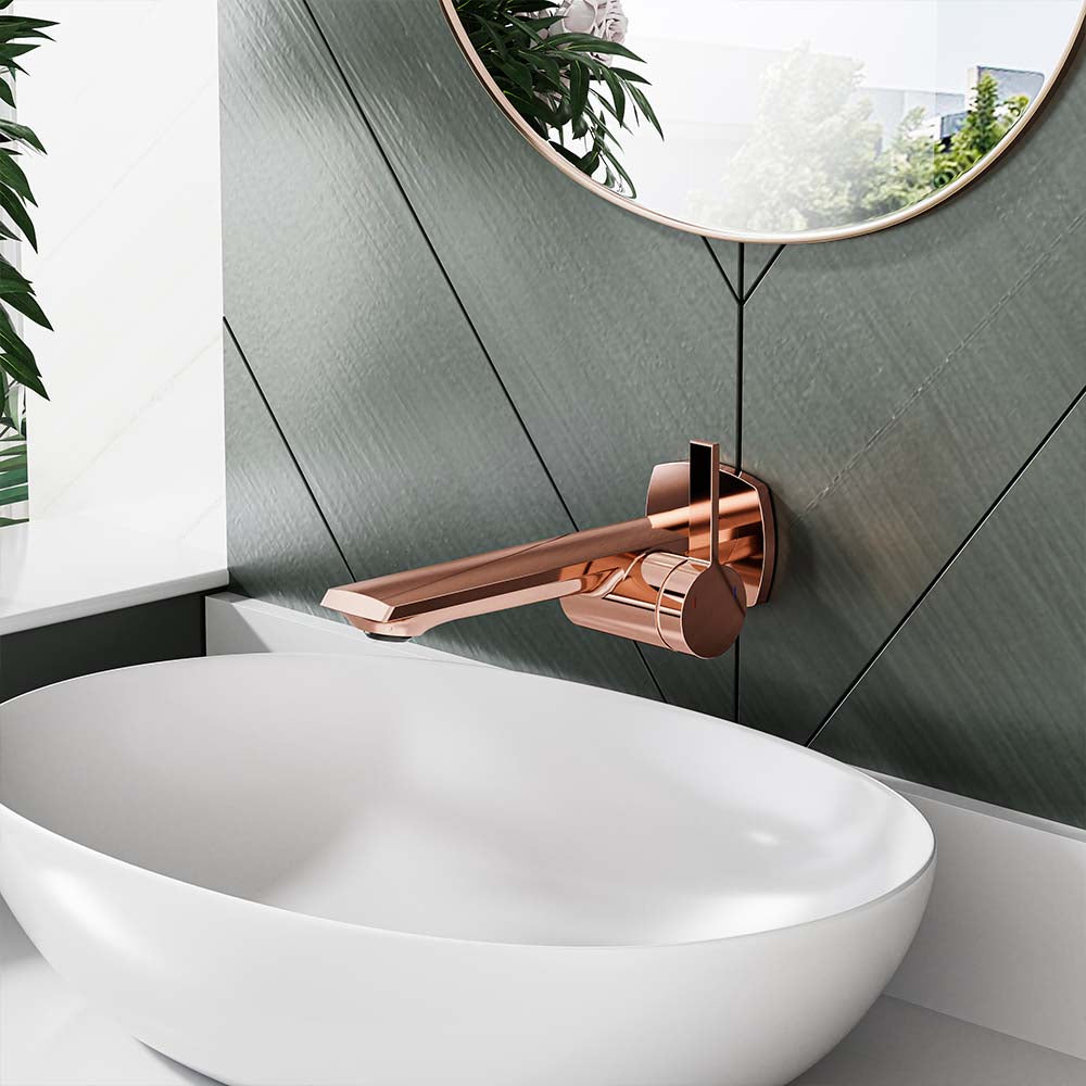 Modern Wall Mounted Single Handle Sink Faucet With Black & Rose Golden