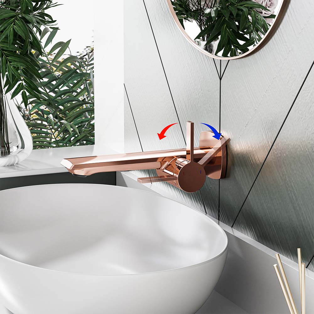 Modern Wall Mounted Single Handle Sink Faucet With Black & Rose Golden