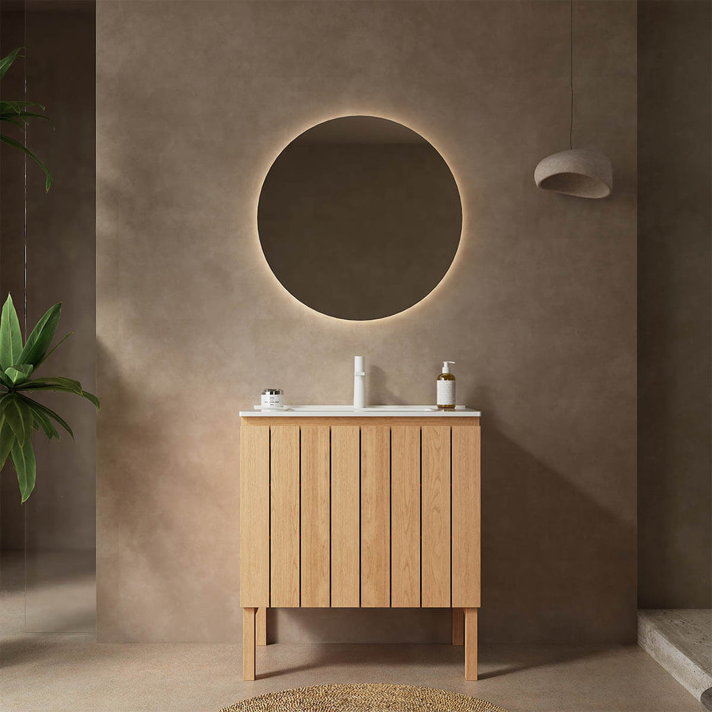 30" Bathroom Vanity with Sink and Modern Freestanding Bathroom Storage Cabinet with Double Doors