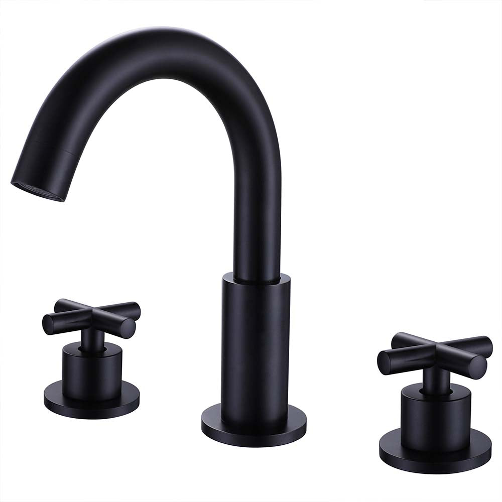 Dual Handle Matte Black Widespread Bathroom Faucet