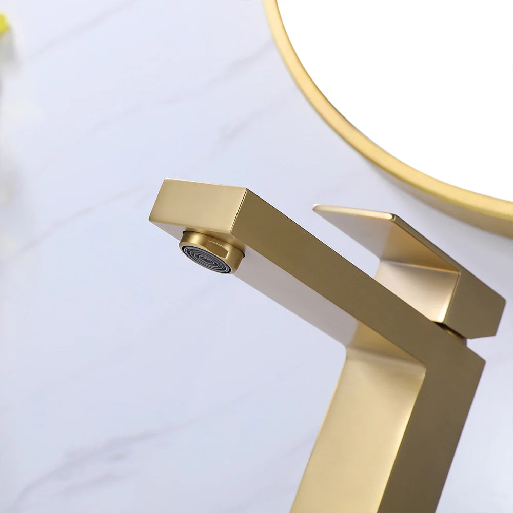 Modern Square Single-hole Single-handle Bathroom Basin Faucet with Cover