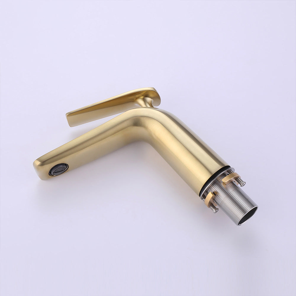 Deck Mounted Single Hole Bathroom Faucet Gold