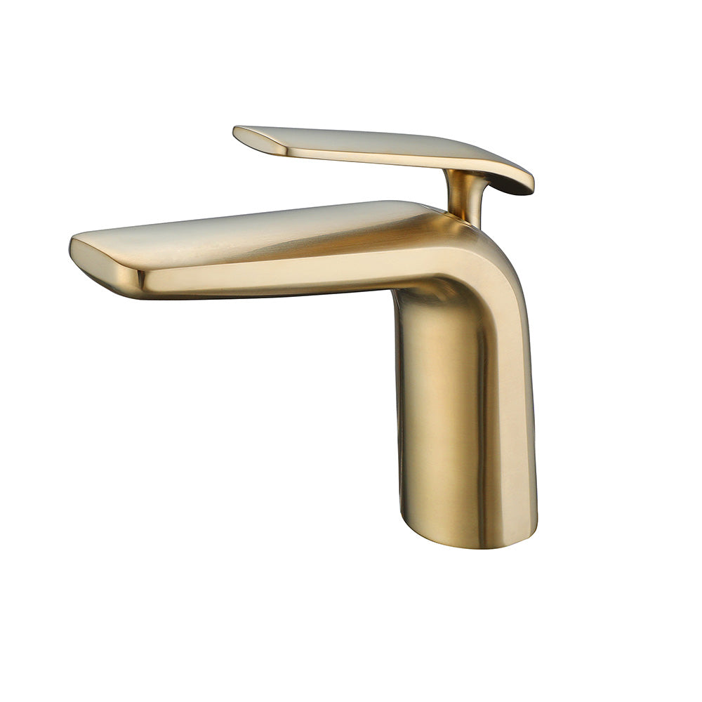 Deck Mounted Single Hole Bathroom Faucet Gold
