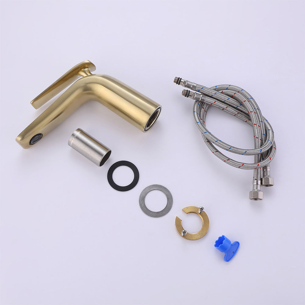 Deck Mounted Single Hole Bathroom Faucet Gold