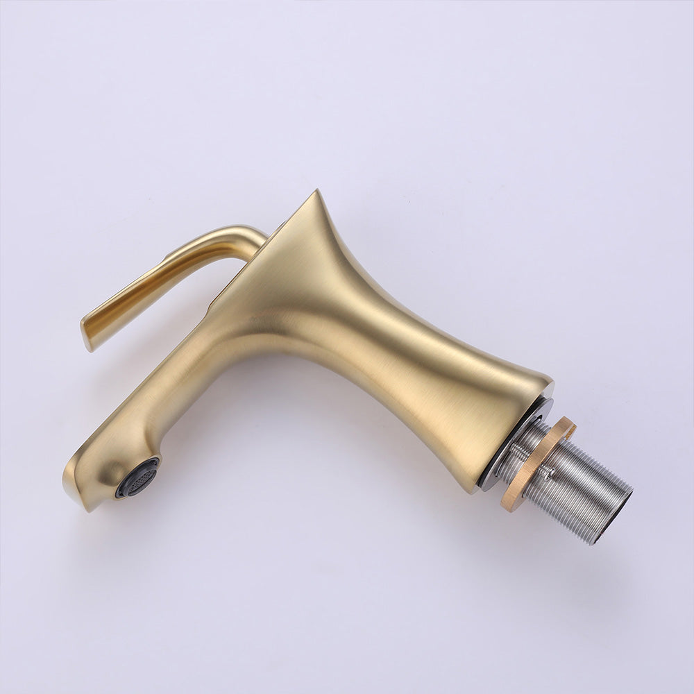 Deck Mounted Single Hole Bathroom Sink Faucet Black and Gold