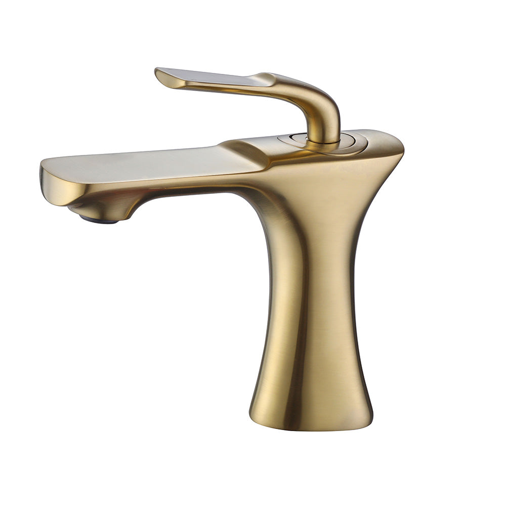Deck Mounted Single Hole Bathroom Sink Faucet Black and Gold