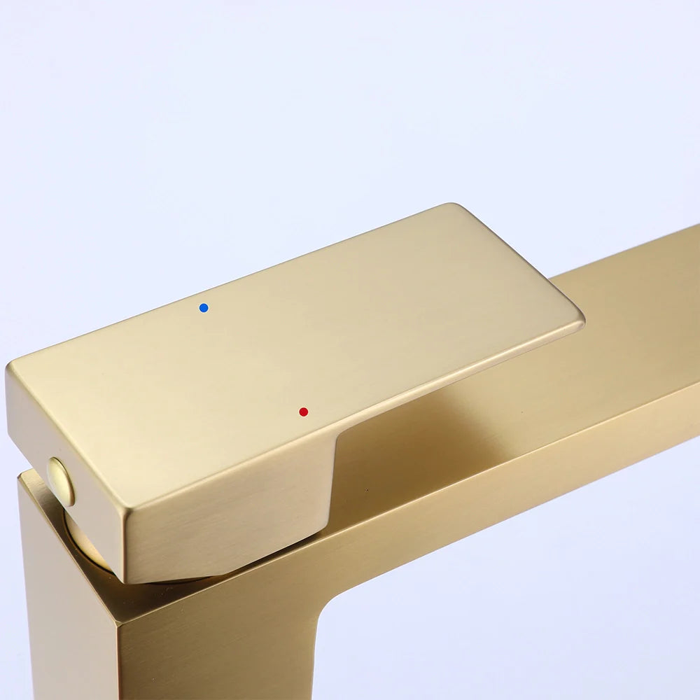 Modern Square Single-hole Single-handle Bathroom Basin Faucet with Cover