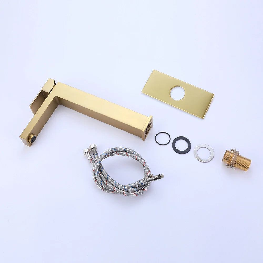 Modern Square Single-hole Single-handle Bathroom Basin Faucet with Cover