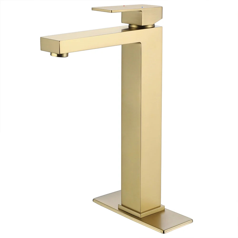 Modern Square Single-hole Single-handle Bathroom Basin Faucet with Cover