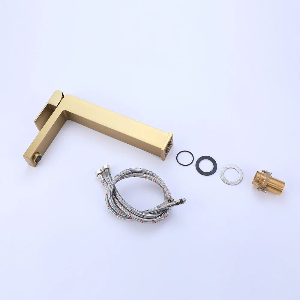 Modern Square Single-hole Single-handle Bathroom Basin Faucet with Cover