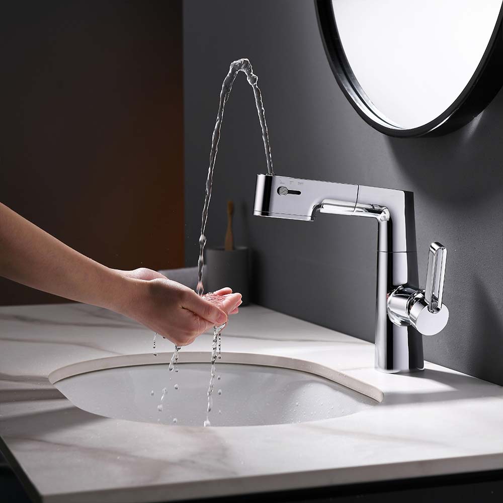 Contemporary Single-Hole Deck Mounted Faucet, Multi-Functional Faucet