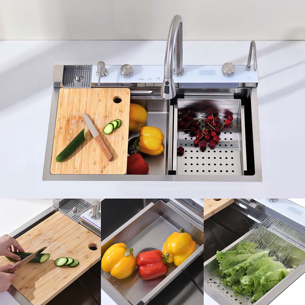 33 x 18 Inch Stainless Steel Smart kitchen Sink With Cup Cleaner