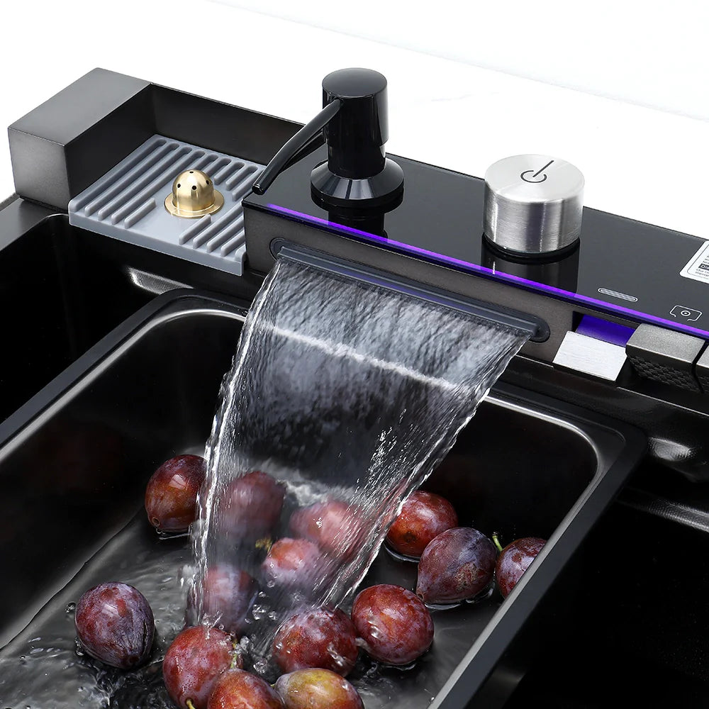 32 x 19 Inch Stainless Steel Smart kitchen Sink With Glass Rinser