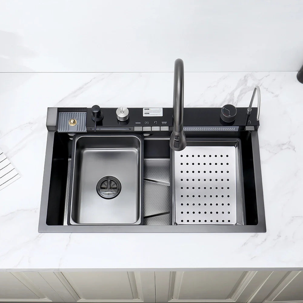 32 x 19 Inch Stainless Steel Smart kitchen Sink With Glass Rinser