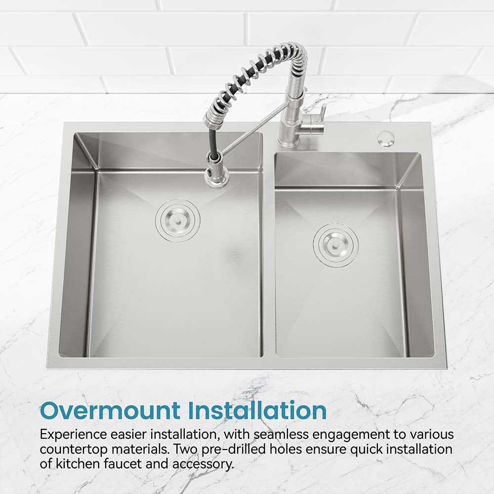33 x 19 Inch Double Bowl Workstation Stainless Steel Kitchen Sink Set
