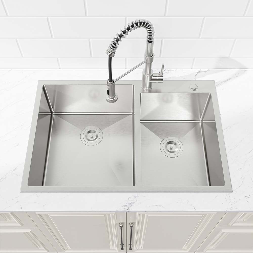 33 x 19 Inch Double Bowl Workstation Stainless Steel Kitchen Sink Set