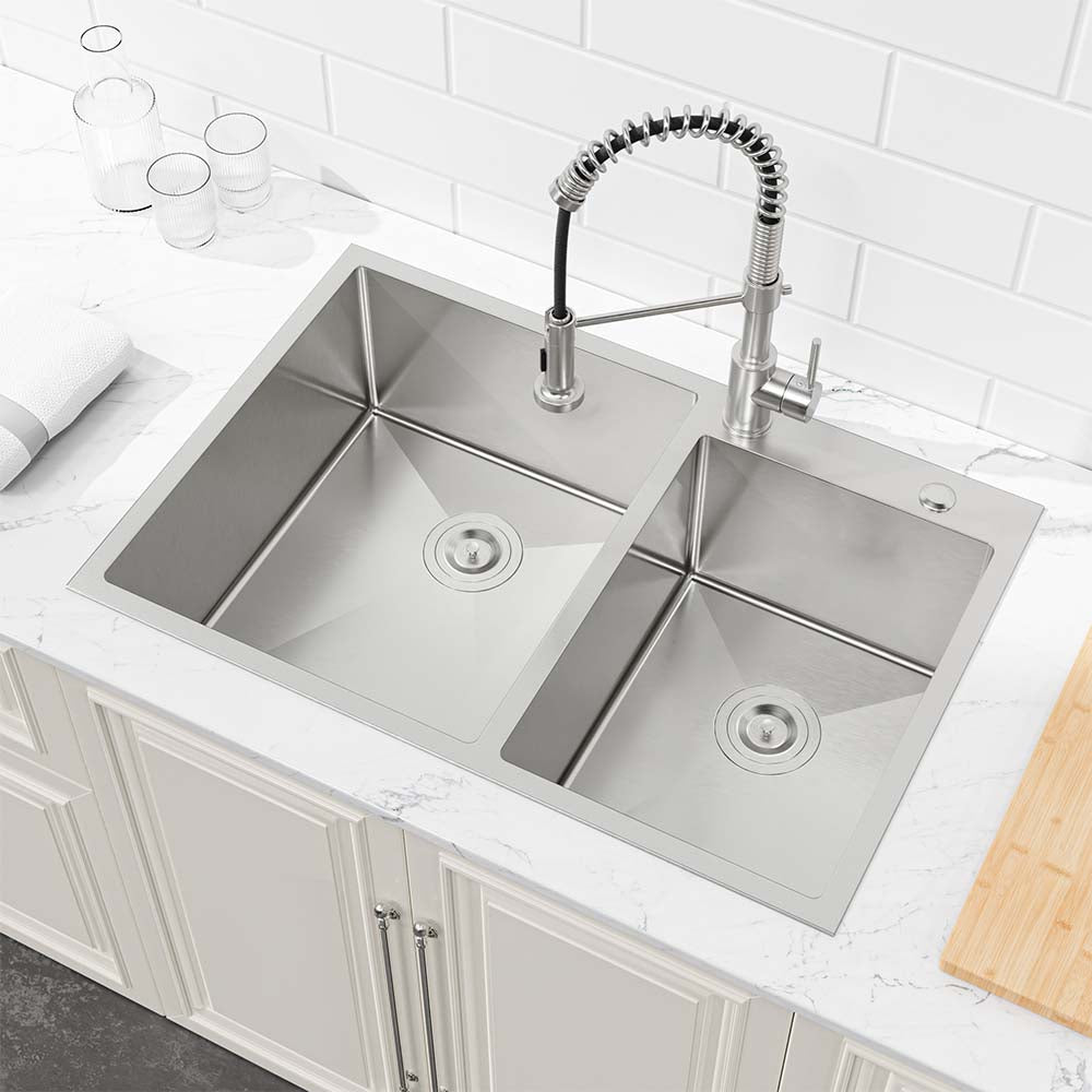 33 x 19 Inch Double Bowl Workstation Stainless Steel Kitchen Sink Set