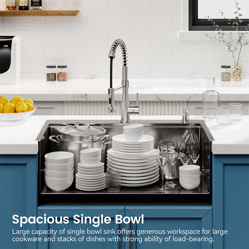 30 x 22 Inch Black Stainless Steel Single Bowl Large Kitchen Sink